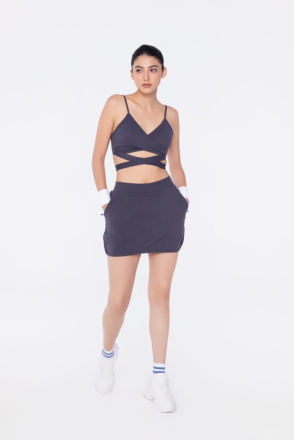 Checkerd Reverence Top and High Waisted Side Pocket Skirt