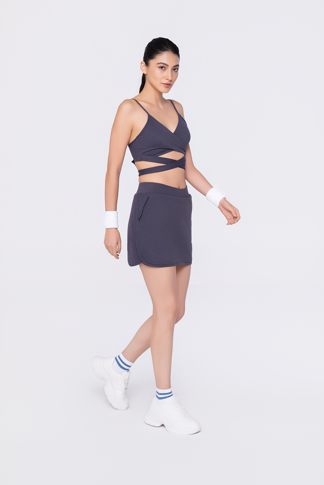 Checkerd Reverence Top and High Waisted Side Pocket Skirt