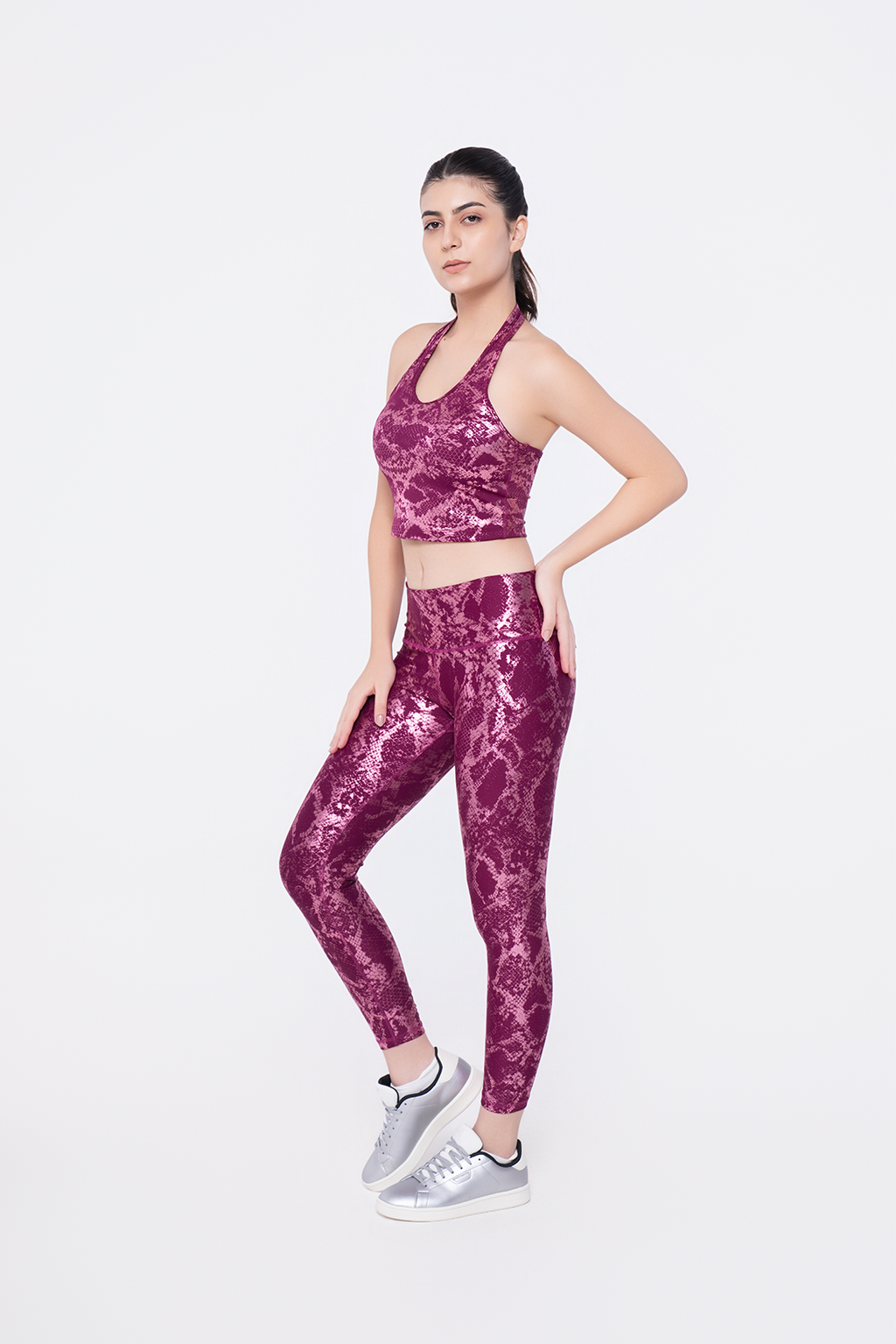 Rose Metallic Halter Top & Leggings