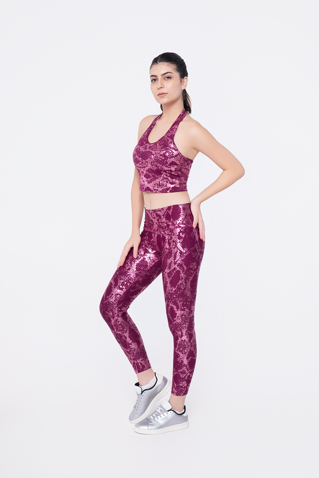 Rose Metallic Halter Top & Leggings