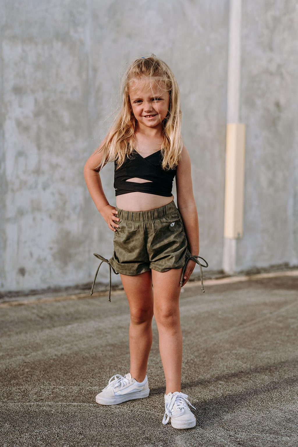 Youth Army Green Cheetah String Shorts