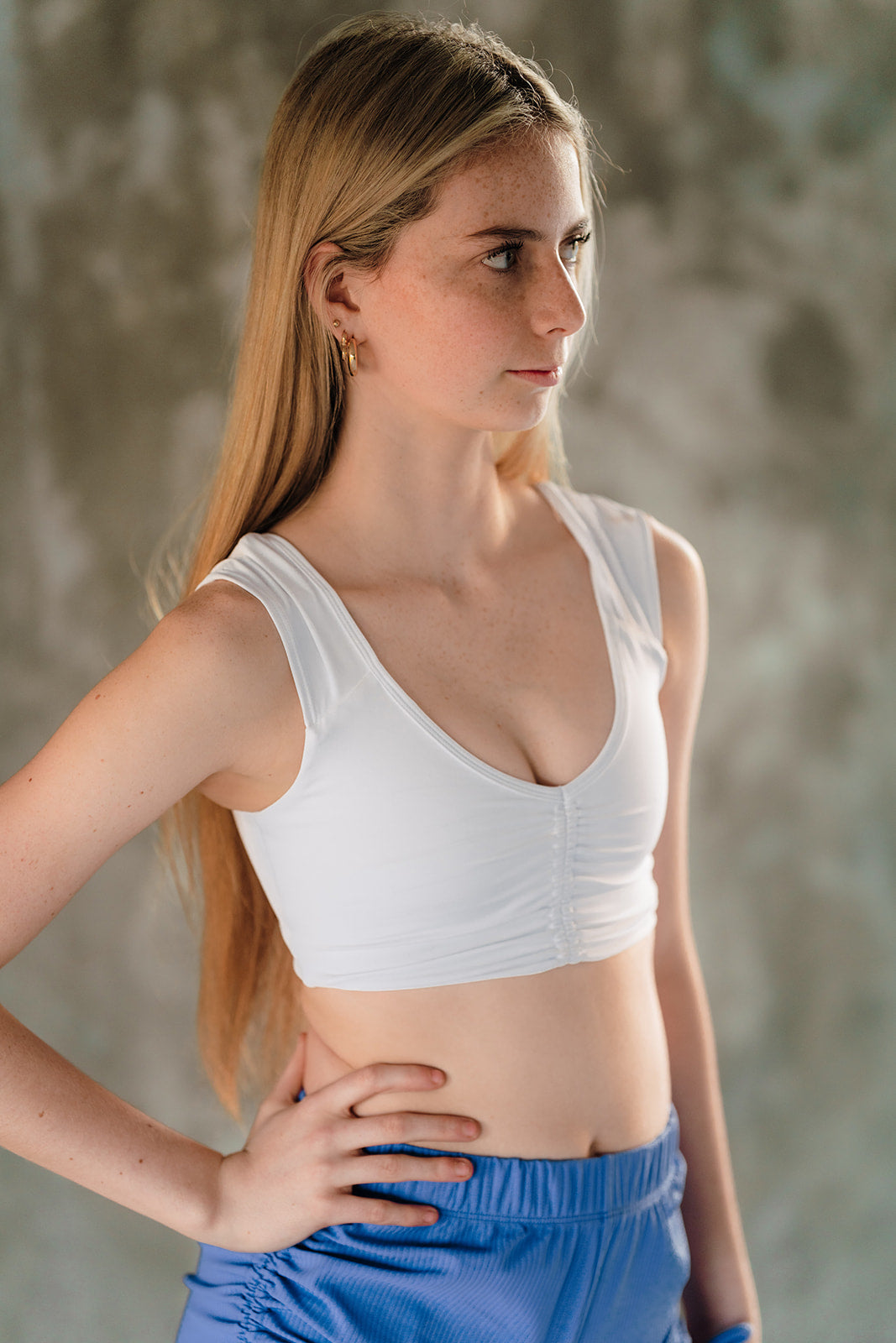 Youth Lapis Blue Ribbed String Shorts