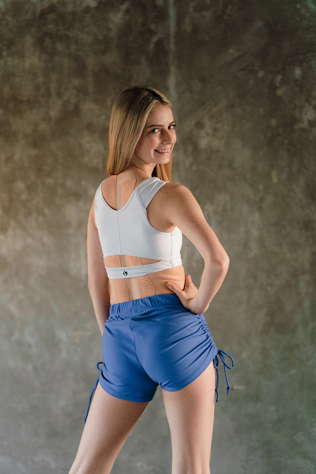 Youth Lapis Blue Ribbed String Shorts