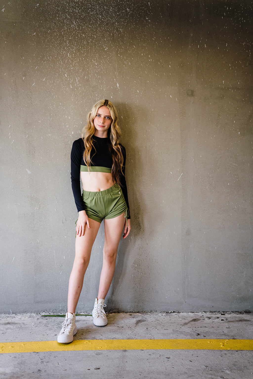 Youth Army Green Urban String Shorts
