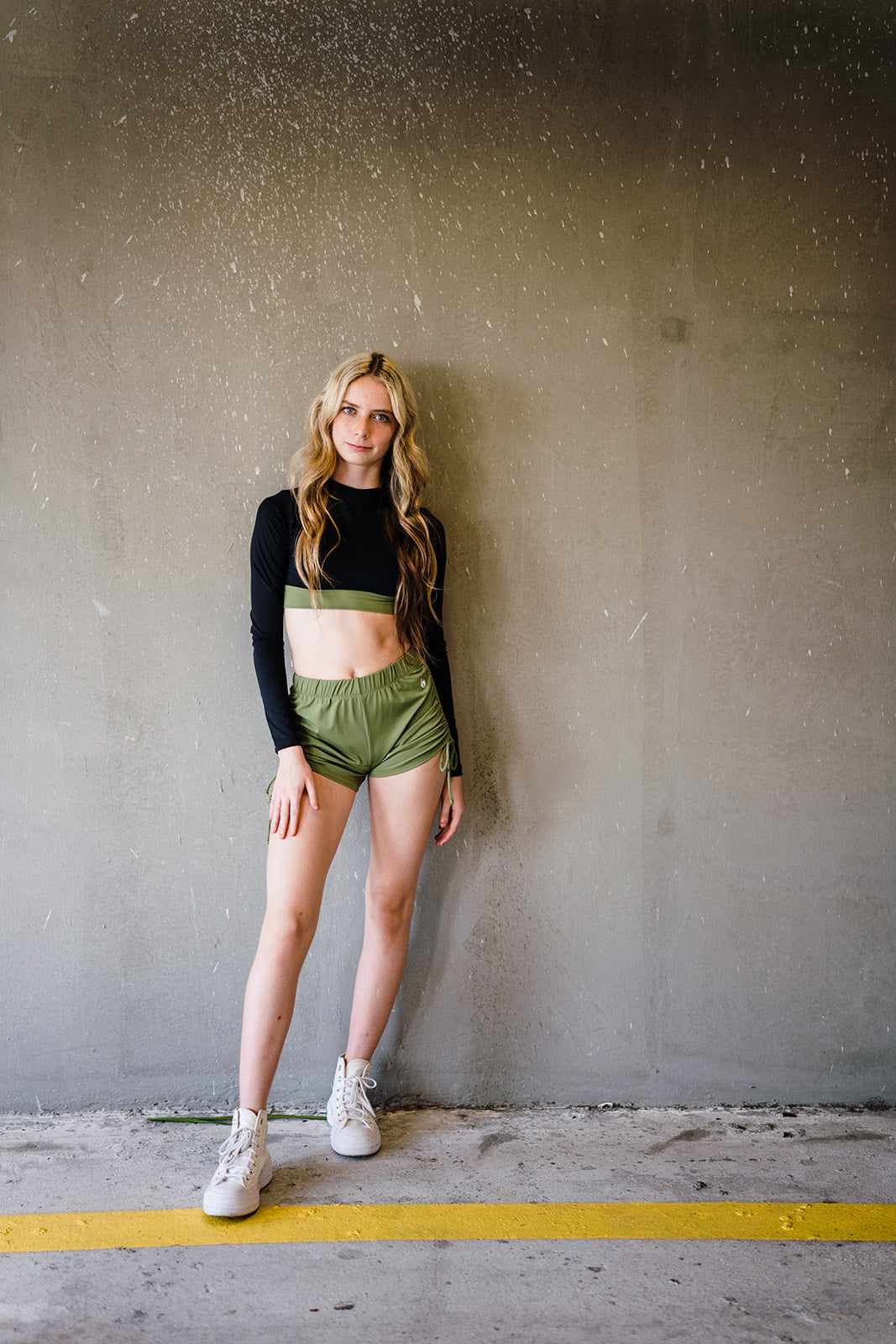 Youth Army Green Urban String Shorts