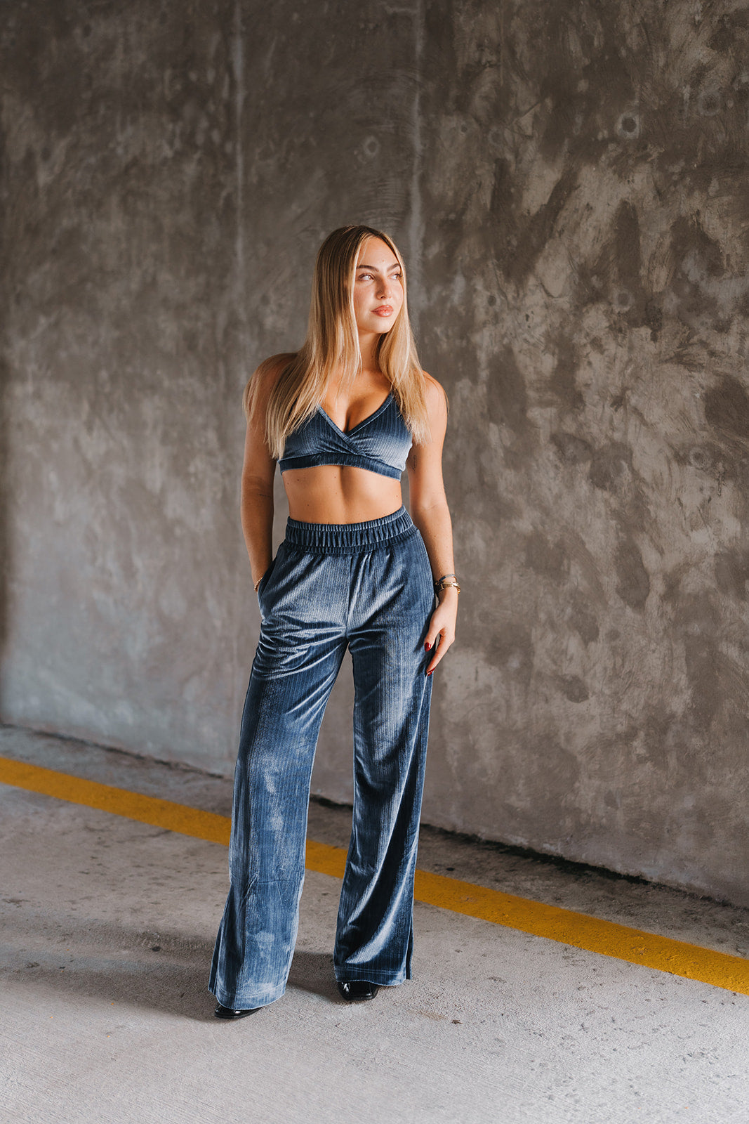 Slate Blue Starry Triangle Top