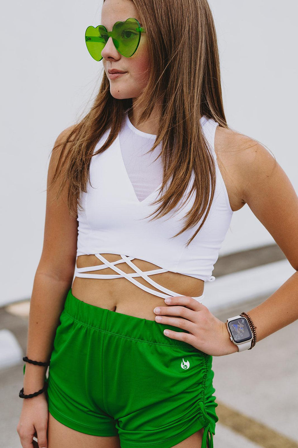 Youth Kelly Green Electric String Shorts - Werk Dancewear